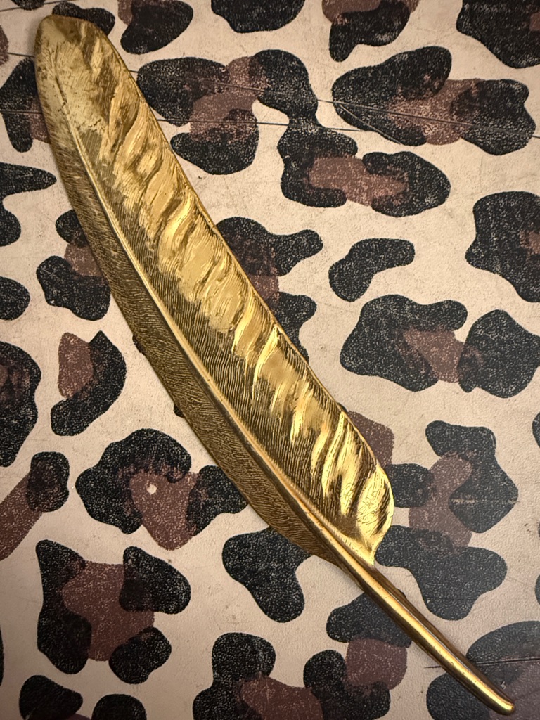 Miriam Haskell Vintage And Signed Gold-Tone Feather /Quill Pin / Brooch